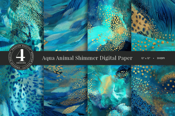 Download Aqua Animal Shimmer Digital Paper - Premium Resources