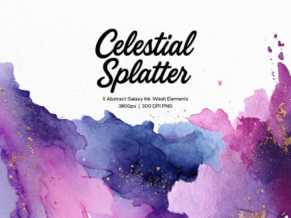 Download 11 Abstract Galaxy Ink Wash Elements - Premium Resources